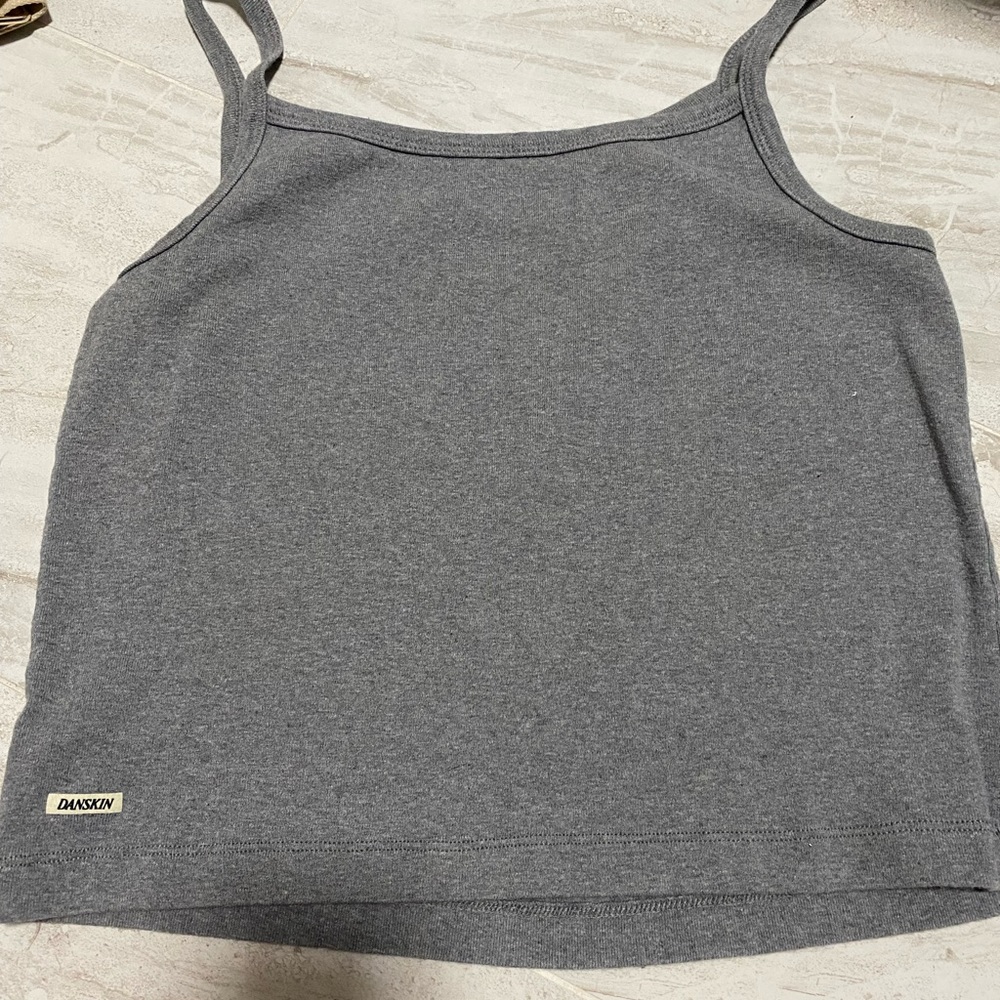 Gray square neck tank top